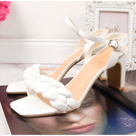Sandalias mujer Vinceza blancas con tacón blanco 2