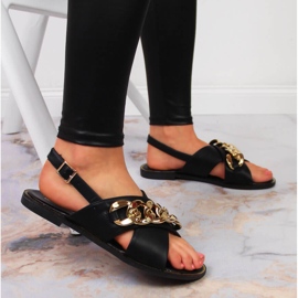 Sandalias de mujer negras con cadena Vinceza negro 5