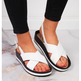 Sandalias de mujer Vinceza blancas con tacón de cuña blanco 6