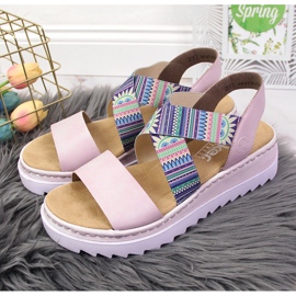 Sandalias de mujer con elásticos de colores Rieker V44G8-30 multicolor 7