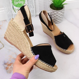 Sandalias mujer alpargatas en cuñas negras eVento negro 1