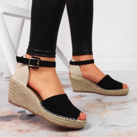 Sandalias mujer alpargatas en cuñas negras eVento negro 5