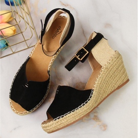 Sandalias mujer alpargatas en cuñas negras eVento negro 3