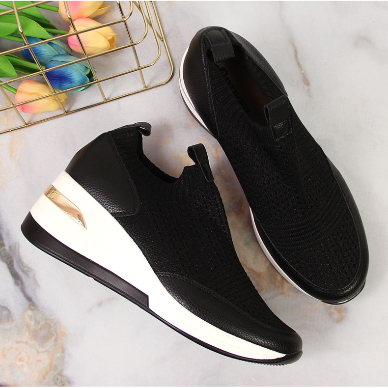 Deportivas mujer cuña negras Artiker negro 2