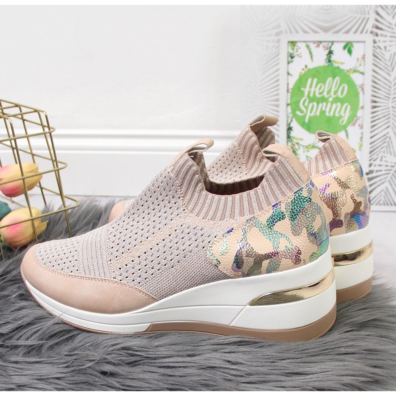 Deportivas mujer cuña rosa empolvado Artiker rosado 2