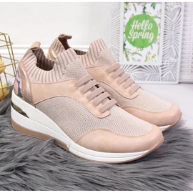 Zapatos brogue de mujer con tacón de cuña sin cordones en rosa empolvado Artiker rosado 2 Zapatos brogue de mujer con tacón de cuña sin cordones en rosa empolvado Artiker rosado 2