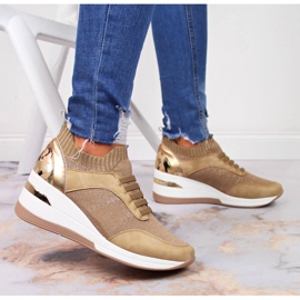 Zapatos brogue de mujer con cuña, sin cordones, beige Artiker 5
