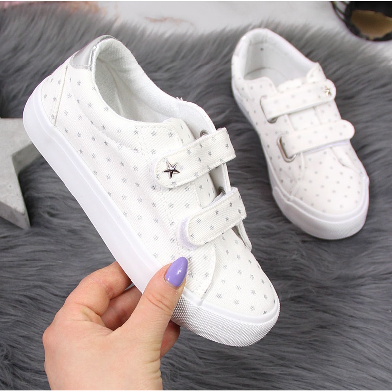 Deportivas de niña con velcros estrellas blancas del Atletico blanco 1