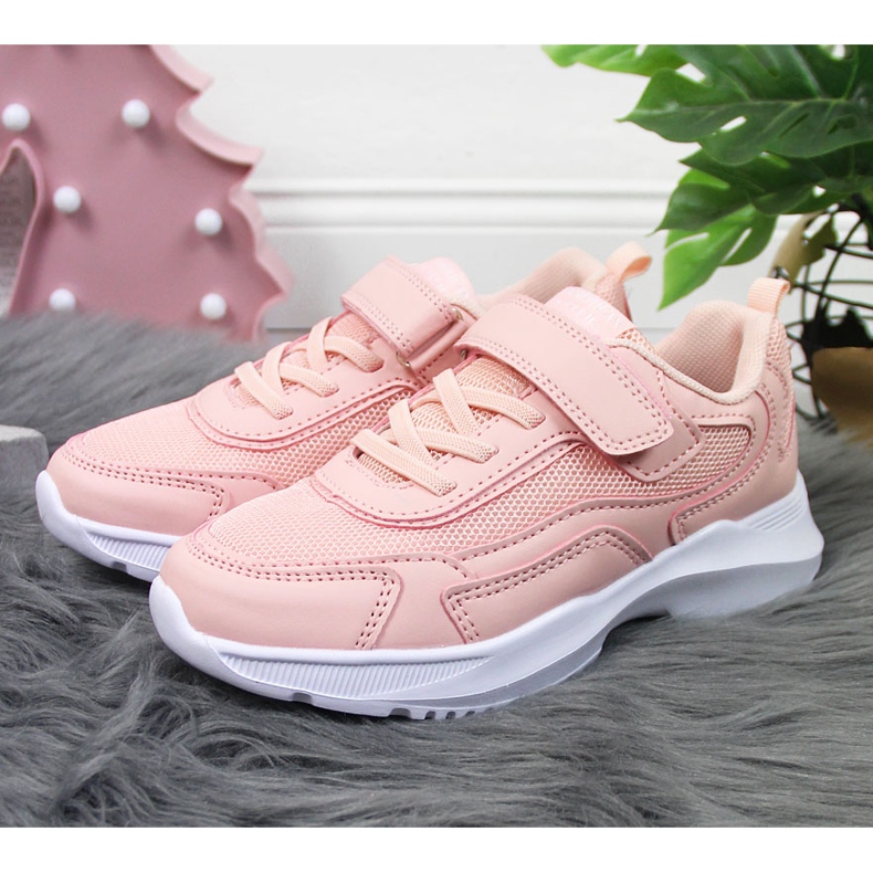Deportiva niña American Club rosa con velcros rosado 2