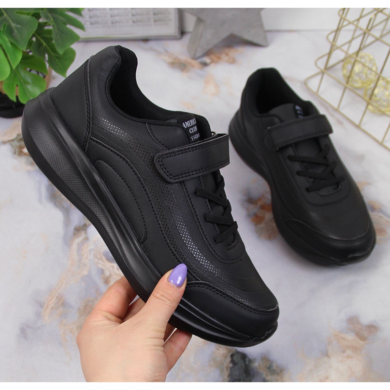 Deportivas American Club negras con velcros negro 1 Deportivas American Club negras con velcros negro 1