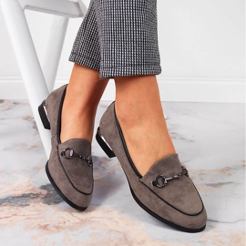 Mocasines de mujer bajos con decoración Jezzi gris 1