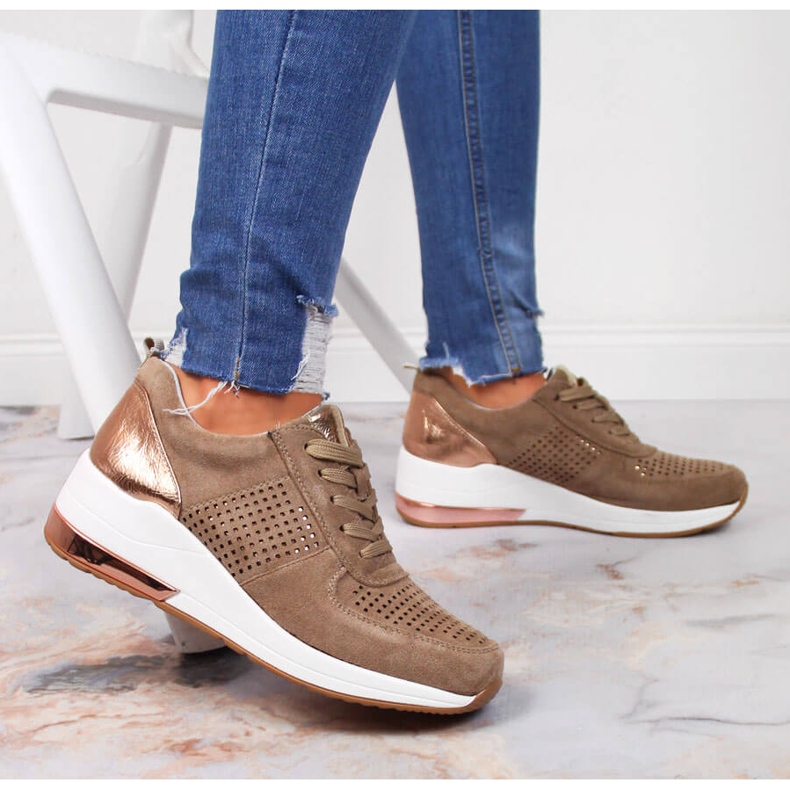 Zapatos cuña mujer beige Jezzi 2