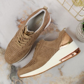 Zapatos cuña mujer beige Jezzi 6