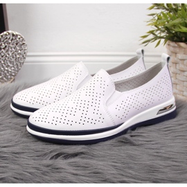 Zapatos sin cordones de mujer en piel calada, blanco T.Sokolski 4