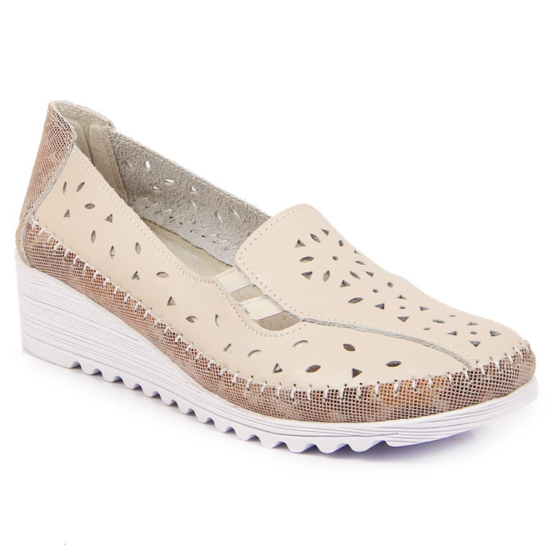 Zapatos cómodos de mujer en piel beige T.Sokolski 1