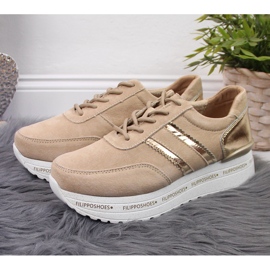 Zapatos de cuero de mujer en la plataforma Filippo beige. 4