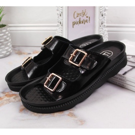 Babucha mujer en piel con hebillas negro Filippo 2