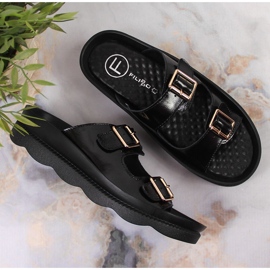 Babucha mujer en piel con hebillas negro Filippo 4