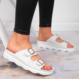 Babucha mujer en piel con hebillas blanco Filippo 5