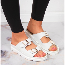 Babucha mujer en piel con hebillas blanco Filippo 6
