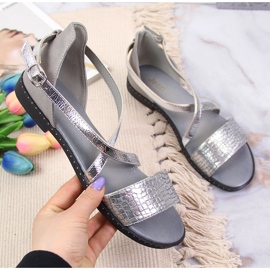 Sandalias mujer, romana, gris plata Jezzi 2