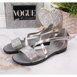 Sandalias mujer, romana, gris plata Jezzi 4