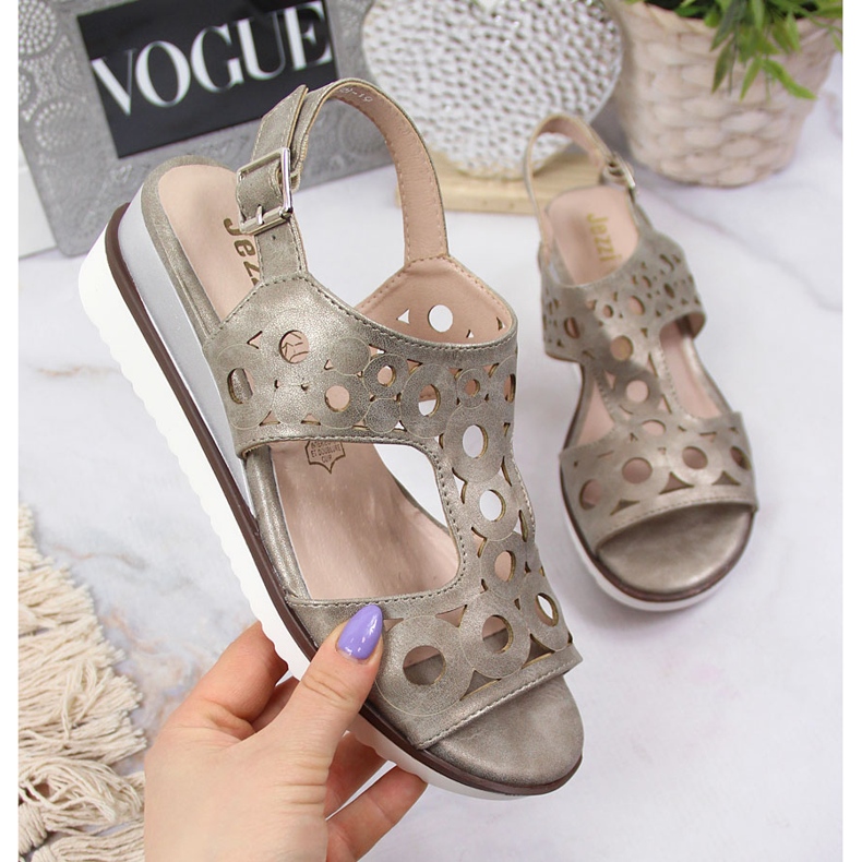 Sandalias mujer cuña Jezzi dorado 1