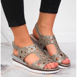 Sandalias mujer cuña Jezzi dorado 6