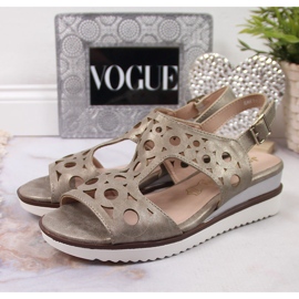 Sandalias mujer cuña Jezzi dorado 2