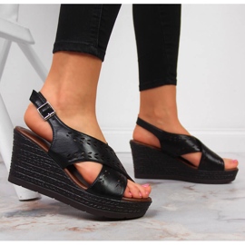 Sandalias mujer cuña negras Jezzi negro 5