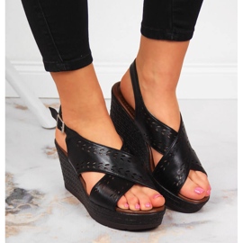 Sandalias mujer cuña negras Jezzi negro 6