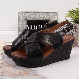 Sandalias mujer cuña negras Jezzi negro 3