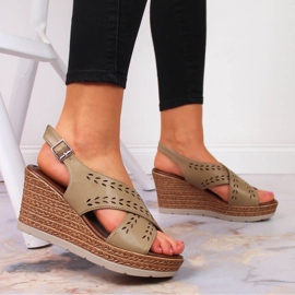 Sandalias mujer beige con cuña Jezzi 5