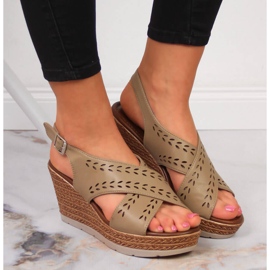 Sandalias mujer beige con cuña Jezzi 6