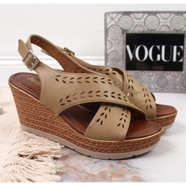 Sandalias mujer beige con cuña Jezzi 2