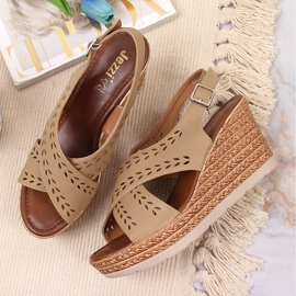 Sandalias mujer beige con cuña Jezzi 3