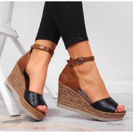 Sandalias mujer negras y marrones Jezzi marrón negro 4