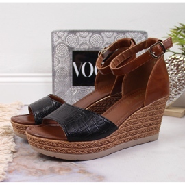 Sandalias mujer negras y marrones Jezzi marrón negro 3