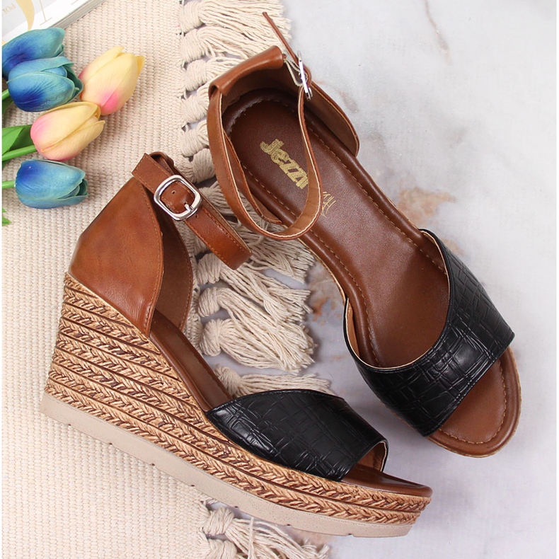 Sandalias mujer negras y marrones Jezzi marrón negro 1