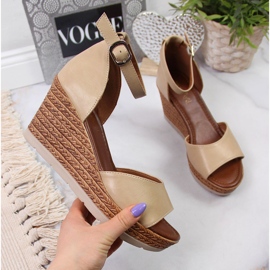 Sandalias mujer beige con cuña Jezzi 3