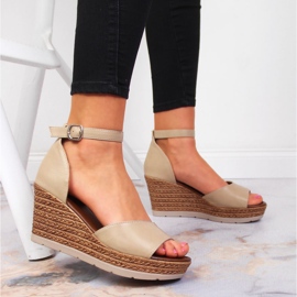 Sandalias mujer beige con cuña Jezzi 5