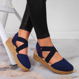 Sandalias de mujer Big Star azul marino con elásticos JJ276037 4