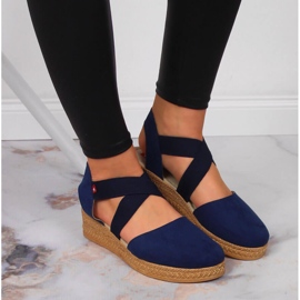 Sandalias de mujer Big Star azul marino con elásticos JJ276037 5