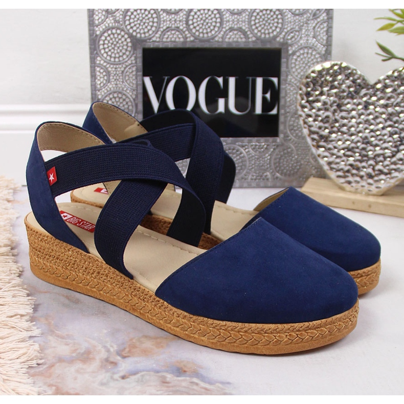 Sandalias de mujer Big Star azul marino con elásticos JJ276037 2