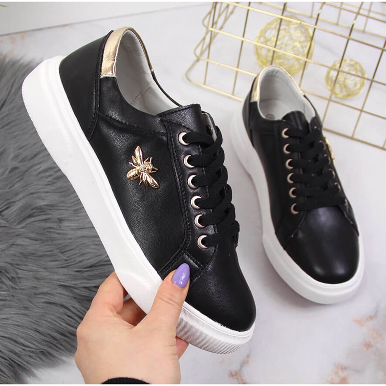 Zapatos de mujer de piel con plataforma Vinceza negra negro 1