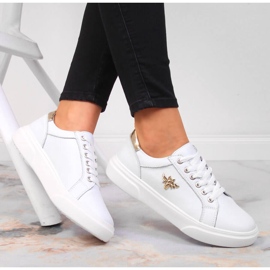 Zapatos de mujer de piel con plataforma Vinceza blanca blanco 4