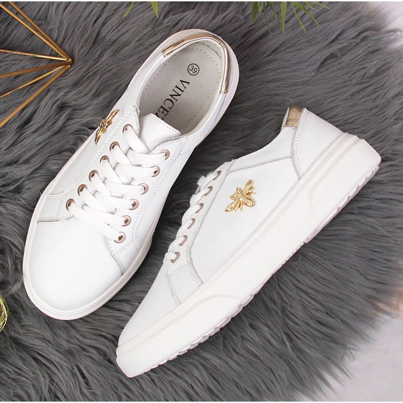 Zapatos de mujer de piel con plataforma Vinceza blanca blanco 2