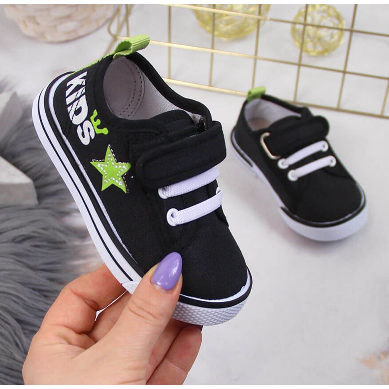 Atletico Deportivas negras de niño Atlético con velcro negro 1