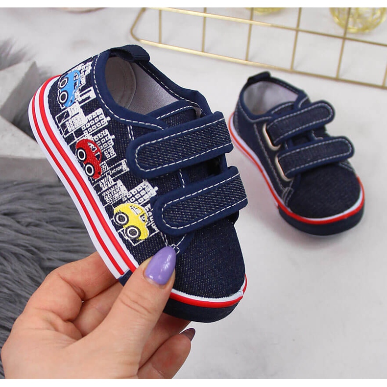 Zapatillas atletico azul marino con velcros para niño 1