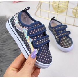 Deportivas de niña con velcro y corazones azul marino Atletico 1